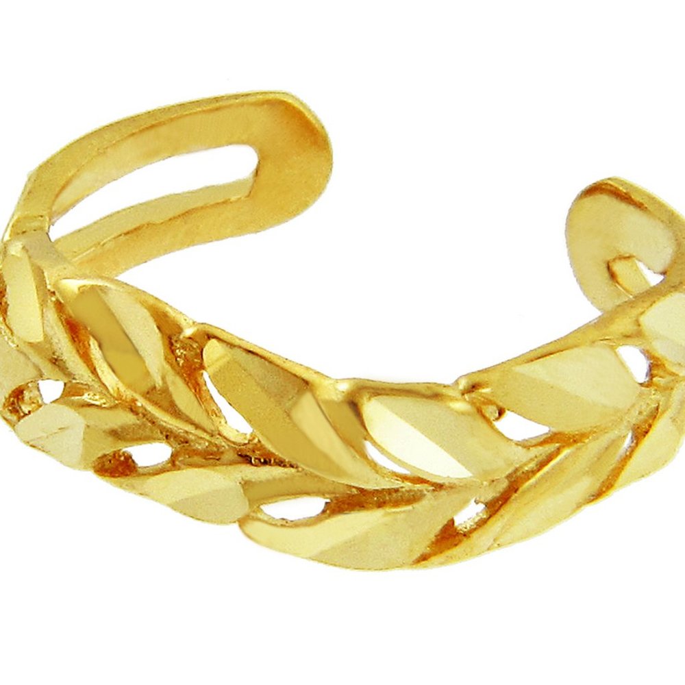 14k Solid Gold Diamond Cut Toe Ring - Yellow, Ros… - image 2